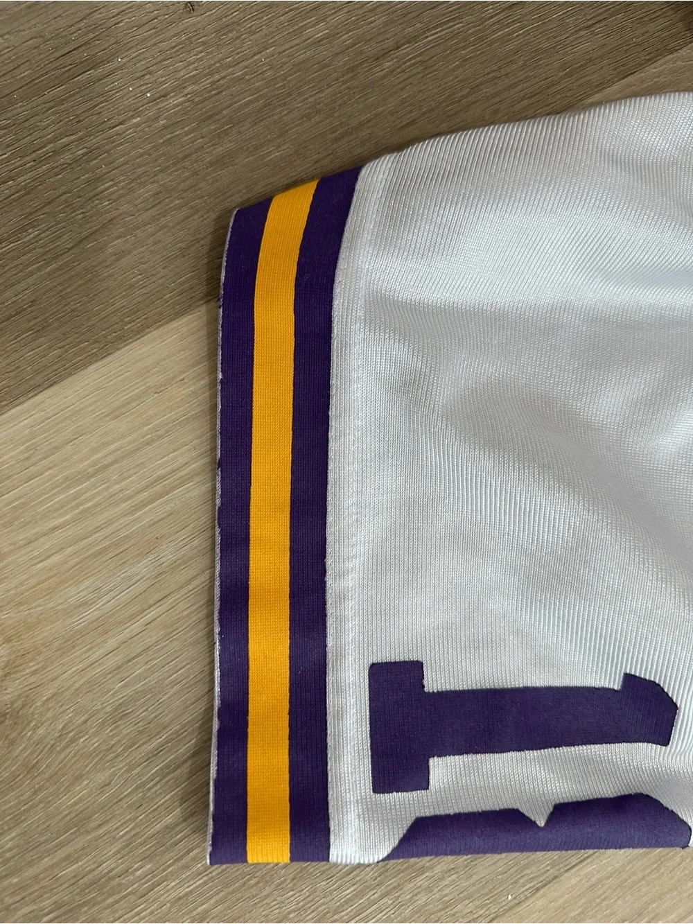 Boys White Football Jersey with Purple & Gold Accents - #18 Ararabie LSU